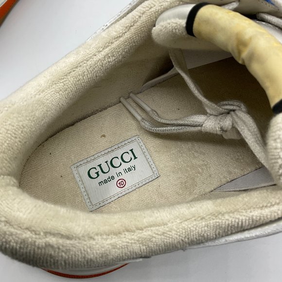 Gucci Ultrapace Leather & Mesh Sneakers White Blue Mens Size UK 10 US 10.5 - Picture 10 of 13